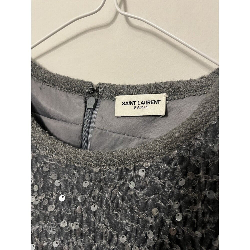 SAINT LAURENT 2021 SizeF38  Black Silver Sparkler Sequin Top image 3